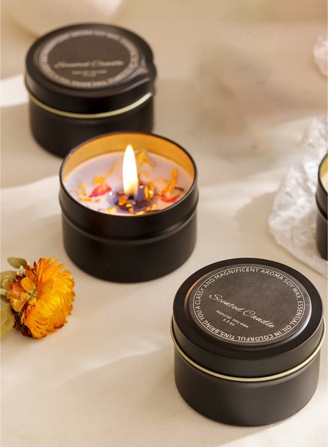 Scented Candle عبوة من شمعتين معطرتين برائحة الزهور المجففة الكريستالية - شموع معطرة برائحة الورد والإيلنغ، شموع معطرة بالزيوت العطرية الطبيعية، شموع صويا طبيعية، شمعة في علبة سوداء، مناسبة للمنزل، والمنتجعات الصحية، والحمام، واليوغا، أو السفر، هدية أنيقة ومريحة، عطر يدوم طويلاً - Image 3